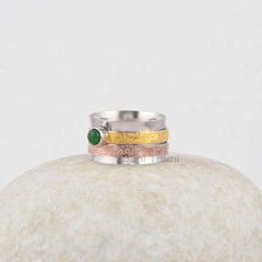 Green Aventurine Spinner Ring - Sterling Silver - Gemstone Spinner Ring - 4mm Round - Gemstone Jewelry - Gift For Her - Jewelry For Sale