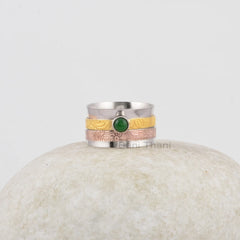 Green Aventurine Spinner Ring - Sterling Silver - Gemstone Spinner Ring - 4mm Round - Gemstone Jewelry - Gift For Her - Jewelry For Sale