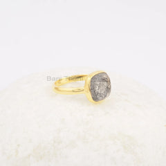 Black Rutile Quartz Ring - Sterling Silver Ring - 10mm Gemstone Jewelry - Gold Vermeil - Gift for Lady - Ring for Girls - Handmade Jewelry
