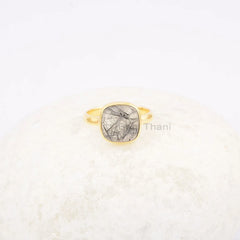 Black Rutile Quartz Ring - Sterling Silver Ring - 10mm Gemstone Jewelry - Gold Vermeil - Gift for Lady - Ring for Girls - Handmade Jewelry
