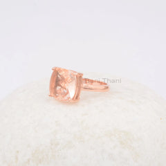 Morganite Cushion Gemstone Engagement Gift Ring, Stunning Rose Gold Plated Ring, 925 Sterling Silver Ring, Mothers Day Gift Ring, Gift Ideas