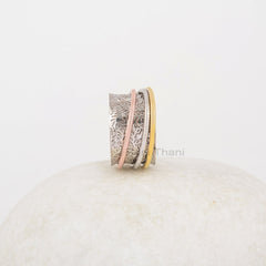 Textured Spinner Band - 925 Sterling Silver - Handcrafted Spinner Ring - Bestseller Jewelry - Gift For Grandma - Jewelry For Strength