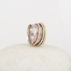 Textured Spinner Band - 925 Sterling Silver - Handcrafted Spinner Ring - Bestseller Jewelry - Gift For Grandma - Jewelry For Strength