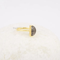 Half Moon Black Rutile Gemstone Ring - 5x10mm Handmade Ring - 925 Sterling Silver - Thanksgiving Gift Ring - Wedding Gift Ring - Dainty Ring