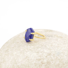 Lapis Lazuli Ring - 925 Silver - Lapis 8x15mm Hexagon Gemstone- Handmade Ring - Artisan Jewelry - Gift for Graduation - Jewelry for A Lawyer