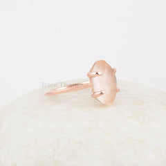 Morganite Ring - 925 Sterling Silver - Rose Gold Plated Ring - 8x15mm Hexagon - Bestseller Jewelry - Jewelry For Summer - Gift For Nurse