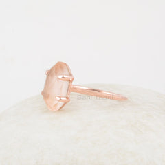 Morganite Ring - 925 Sterling Silver - Rose Gold Plated Ring - 8x15mm Hexagon - Bestseller Jewelry - Jewelry For Summer - Gift For Nurse