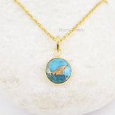 Blue Copper Turquoise Necklace - 925 Silver - 12mm Round - Handmade Pendant Necklace - Dainty Jewelry - Gift For BFF - Jewelry For Graduate