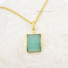 Aqua Chalcedony Necklace - Handcrafted Pendant Necklace - Pure Silver - Dainty Jewelry - Jewelry For The Bridesmaid - Gift For Sister