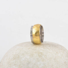 Boho Spinner Ring - 925 Solid Silver - Textured Gold Plated Spinner Ring - High Quality Jewelry - Gift For Niece