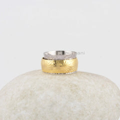 Boho Spinner Ring - 925 Solid Silver - Textured Gold Plated Spinner Ring - High Quality Jewelry - Gift For Niece