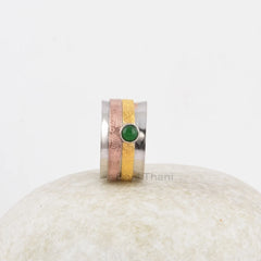 Green Aventurine Spinner Ring - Sterling Silver - Gemstone Spinner Ring - 4mm Round - Gemstone Jewelry - Gift For Her - Jewelry For Sale