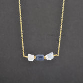 Blue Sapphire - Rainbow Moonstone Necklace - Handmade Pendant Necklace - 925 Silver -Multi Stone Jewelry -Jewelry For Wedding -Gift For Lady