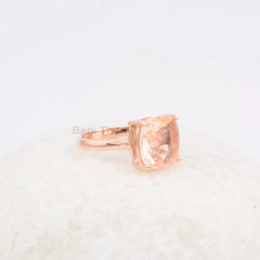 Morganite Cushion Gemstone Engagement Gift Ring, Stunning Rose Gold Plated Ring, 925 Sterling Silver Ring, Mothers Day Gift Ring, Gift Ideas