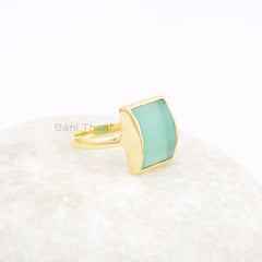 Chalcedony Ring - Gemstone Ring - Sterling Silver Ring - 11x14mm Rose Gold Ring - Gift for Grand daughter - Ring for Sale - Fashion Jewelry