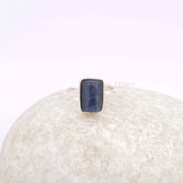 Handmade Blue Sapphire Ring, Sapphire 7x12mm Rectangle Gemstone Ring, 925 Silver 18k Gold Plated Bezel Ring, Wedding Gift Ring, Unique Ring