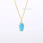 Arizona Turquoise Necklace - 925 Silver - Gold Plated Pendant Necklace - 10x17mm- Custom Jewelry - Gift For Friend - Jewelry For Graduation