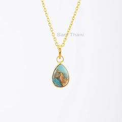 Handmade Pear Copper Amazonite 10x14mm Gemstone Necklace, 925 Silver Necklace, Delicate Necklace, Dainty Necklace, Mothers Day Gift Necklace