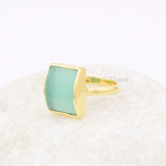 Chalcedony Ring - Gemstone Ring - Sterling Silver Ring - 11x14mm Rose Gold Ring - Gift for Grand daughter - Ring for Sale - Fashion Jewelry