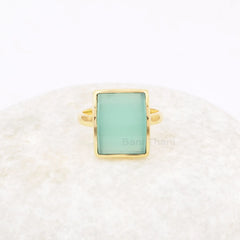 Chalcedony Ring - Gemstone Ring - Sterling Silver Ring - 11x14mm Rose Gold Ring - Gift for Grand daughter - Ring for Sale - Fashion Jewelry