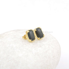 Natural Bloodstone Stud 7x11mm Cushion Gemstone Earrings, Prong Set Handmade Earrings, 925 Silver 18k Gold Plated Earring, Womens Day Gift