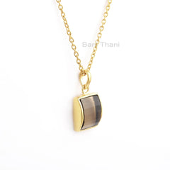 Smoky Quartz Necklace - Sterling Silver - Gold Plated Pendant Necklace - Step Cut - Jewelry Manufacturer - Gift For Her -Jewelry For Healing