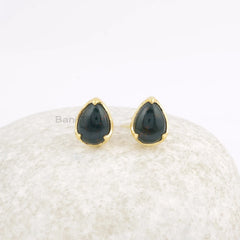 Beautiful Pear Bloodstone 8x11mm Gemstone Stud Earrings, 925 Sterling Silver Stud Earrings, Stylish Earring, Delicate Earring, Bride Jewelry
