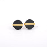 Elegant Black Onyx Flat Round Gemstone Stud Earrings, 18k Gold Plated Silver Stud Earrings, Fashion Jewelry, Dainty Earring, Bridal Jewelry