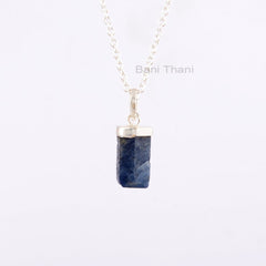 Raw Blue Sapphire Necklace - Sterling Silver - Gemstone Pendant Necklace - Multi Stone Jewelry - Gift For Graduate - Jewelry For Inspiration