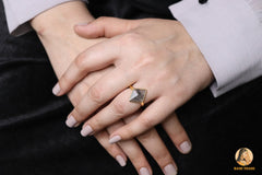 Black Rutile Ring - 925 Sterling Silver Ring - 12x16mm Pyramid - Gemstone Ring - Gold Plated Ring - Gift for Summer - Jewelry for Protection