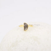 Half Moon Black Rutile Gemstone Ring - 5x10mm Handmade Ring - 925 Sterling Silver - Thanksgiving Gift Ring - Wedding Gift Ring - Dainty Ring