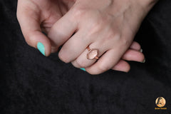 Morganite Ring - Pure Silver - Handcrafted Ring - Rose Gold Plated - Faceted Hexagon - Healing Jewelry - Gift For Lady - Jewelry For Bride