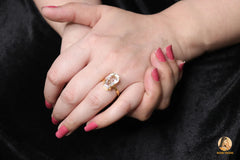 Crystal Quartz Ring, Crystal Quartz 9x15mm Coffin Shape Gemstone, Micron Gold Plated Quartz Ring, 925 Sterling Silver Prong Rings For Gift