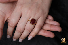 Ruby Gold Plated Bezel Ring - 925 Sterling Silver Ring - Ring for Mother - Engagement Ring - Handmade Jewelry - Unisex Cushion Gemstone Ring