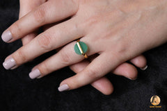 Aqua Chalcedony Ring - 12mm Flat Gemstone - 925 Sterling Silver - Gold Plated Ring - Modern Jewelry - Gift for Girls - Jewelry for The Bride