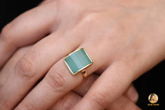 Chalcedony Ring - Gemstone Ring - Sterling Silver Ring - 11x14mm Rose Gold Ring - Gift for Grand daughter - Ring for Sale - Fashion Jewelry