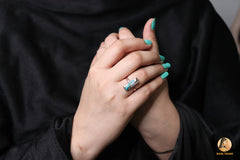 Pink Opal Ring, Opal Copper Turquoise 6X18mm Rectangle Gemstone Ring, 925 Sterling Silver Bezel Ring, Rose Gold Plated Silver Ring For Women