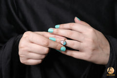 Pink Opal Copper Turquoise Ring - Pure Silver - Handcrafted Ring - 9x14mm Kite Shape - Fashion Jewelry - Jewelry for Sister - Gift for Women