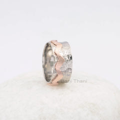 Silver Spinner Ring - Zig Zag Spinning Band - Fidget Spinner Ring - Yoga Ring - Anxiety Ring - Gift for Anniversary- Jewelry for Sale