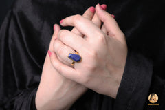 Coffin Ring, Lapis Lazuli 10x17 mm Coffin Shape Gemstone Silver Ring, 18k Gold Plated Ring, Bezel Set Ring, Coffin Gemstone Ring For Women