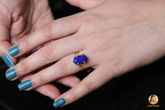 Lapis Lazuli Ring - 925 Silver - Lapis 8x15mm Hexagon Gemstone- Handmade Ring - Artisan Jewelry - Gift for Graduation - Jewelry for A Lawyer