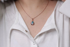 Pink Opal Turquoise Necklace - Sterling Silver - Gemstone Necklace - 10x14mm Prong Set Pear - Trend Jewelry - Gift For Her -Jewelry For Sale