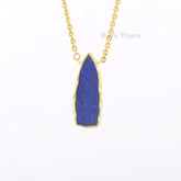 Lapis Lazuli Necklace - Handmade Pendant Necklace - Pure Silver - 10x30mm Trillion Artisan Jewelry - Jewelry For New Mom - Gift For Bride