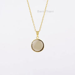 Stunning Smoky Quartz 18mm Round Gemstone Necklace, Gold Plated 925 Sterling Silver Bezel Necklace, Vintage Gift Necklace, Elegant Necklace