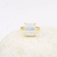 Opalite Rectangle Gemstone Ring - 10x12mm Handmade Ring - 925 Sterling Silver Ring - Gold Plated Ring - Dainty Ring - Jewelry for Womens