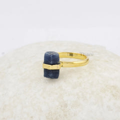 Raw Sapphire Ring - Sterling Silver - Gemstone Ring - Gold Plated Ring - Natural Stone Jewelry - Jewelry For Healing - Gift For Healing