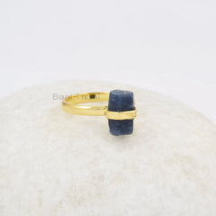 Raw Sapphire Ring - Sterling Silver - Gemstone Ring - Gold Plated Ring - Natural Stone Jewelry - Jewelry For Healing - Gift For Healing