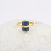 Raw Sapphire Ring - Sterling Silver - Gemstone Ring - Gold Plated Ring - Natural Stone Jewelry - Jewelry For Healing - Gift For Healing
