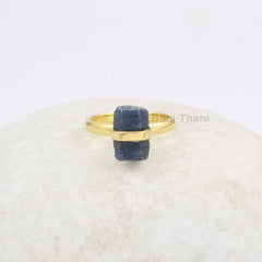 Raw Sapphire Ring - Sterling Silver - Gemstone Ring - Gold Plated Ring - Natural Stone Jewelry - Jewelry For Healing - Gift For Healing