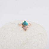 Pink Opal Copper Turquoise Ring - Pure Silver - Handcrafted Ring - 9x14mm Kite Shape - Fashion Jewelry - Jewelry for Sister - Gift for Women